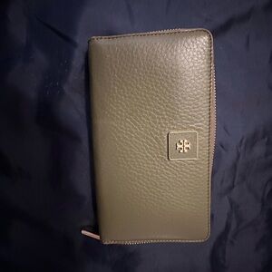 Tory Burch Olive Green Leather Wallet